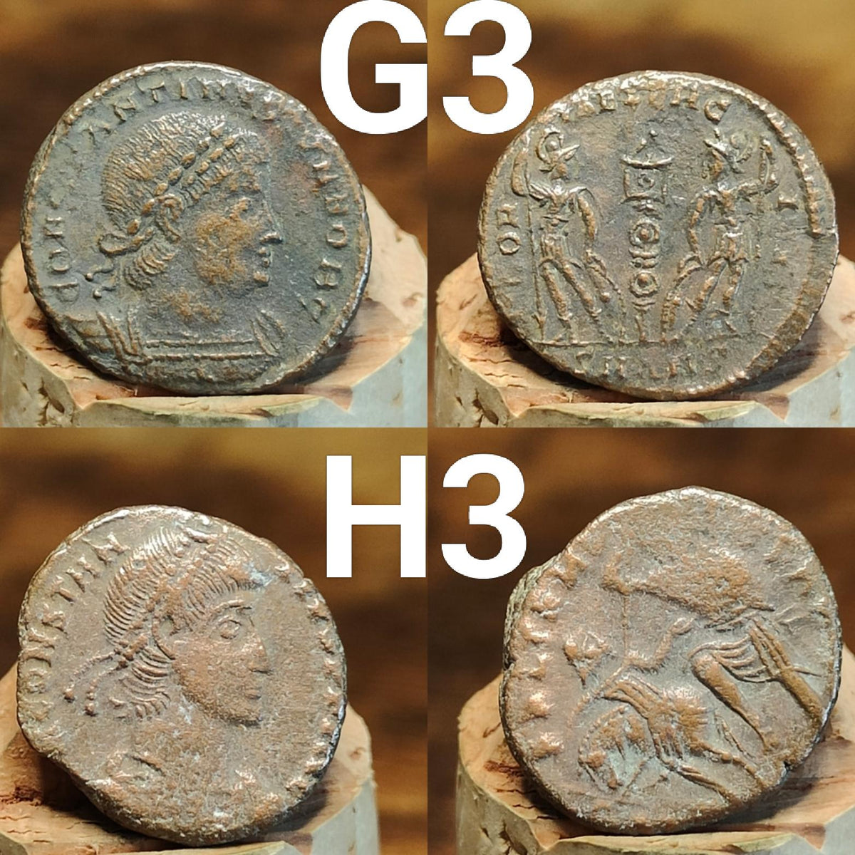 Genuine Roman coins, 4th century ancient Nummus