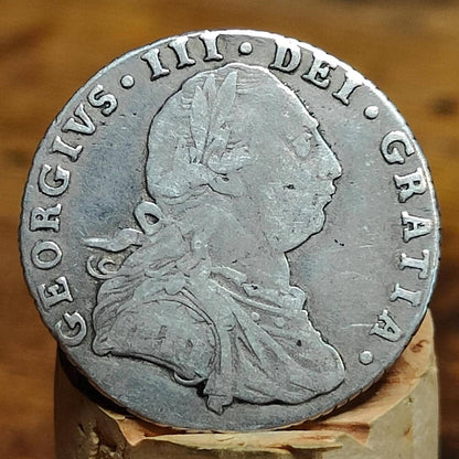 George III silver sixpence dated 1787 with hearts- Georgian coin, US colonial