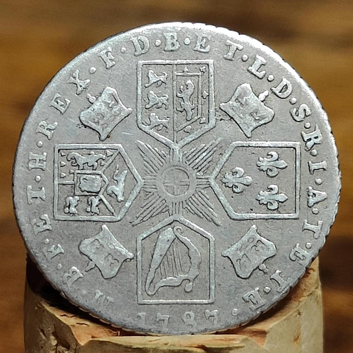 George III silver sixpence dated 1787 with hearts- Georgian coin, US colonial