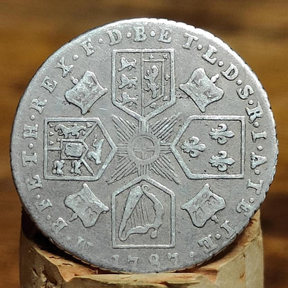 George III silver sixpence dated 1787 with hearts- Georgian coin, US colonial