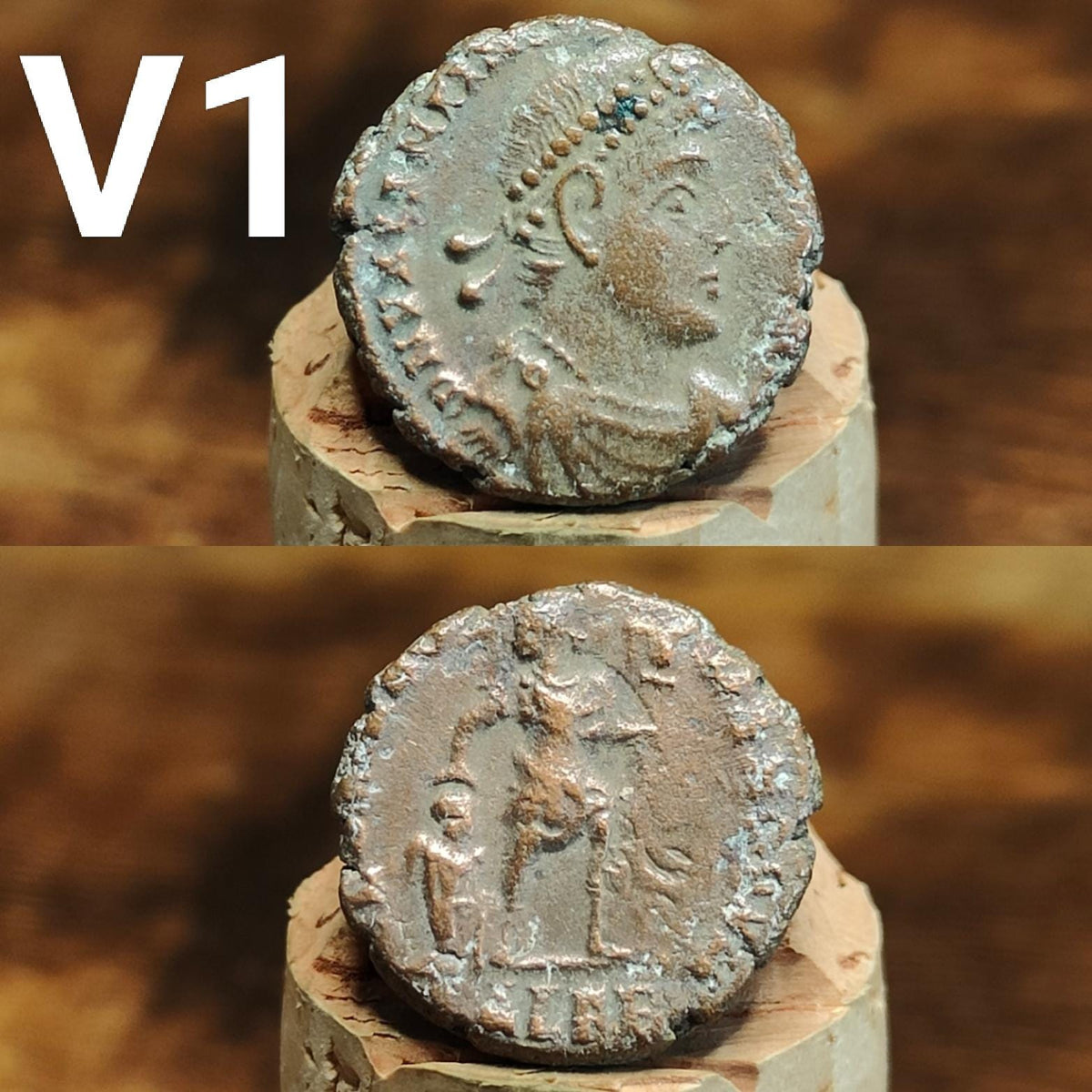 Cleaned Roman coins, ancient Nummus and Follis