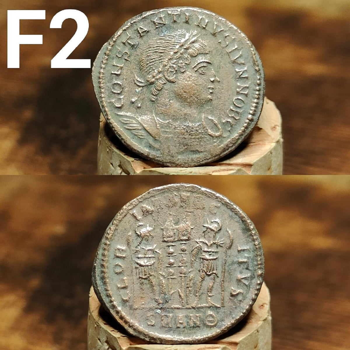 Cleaned Roman coins, ancient Nummus and Follis