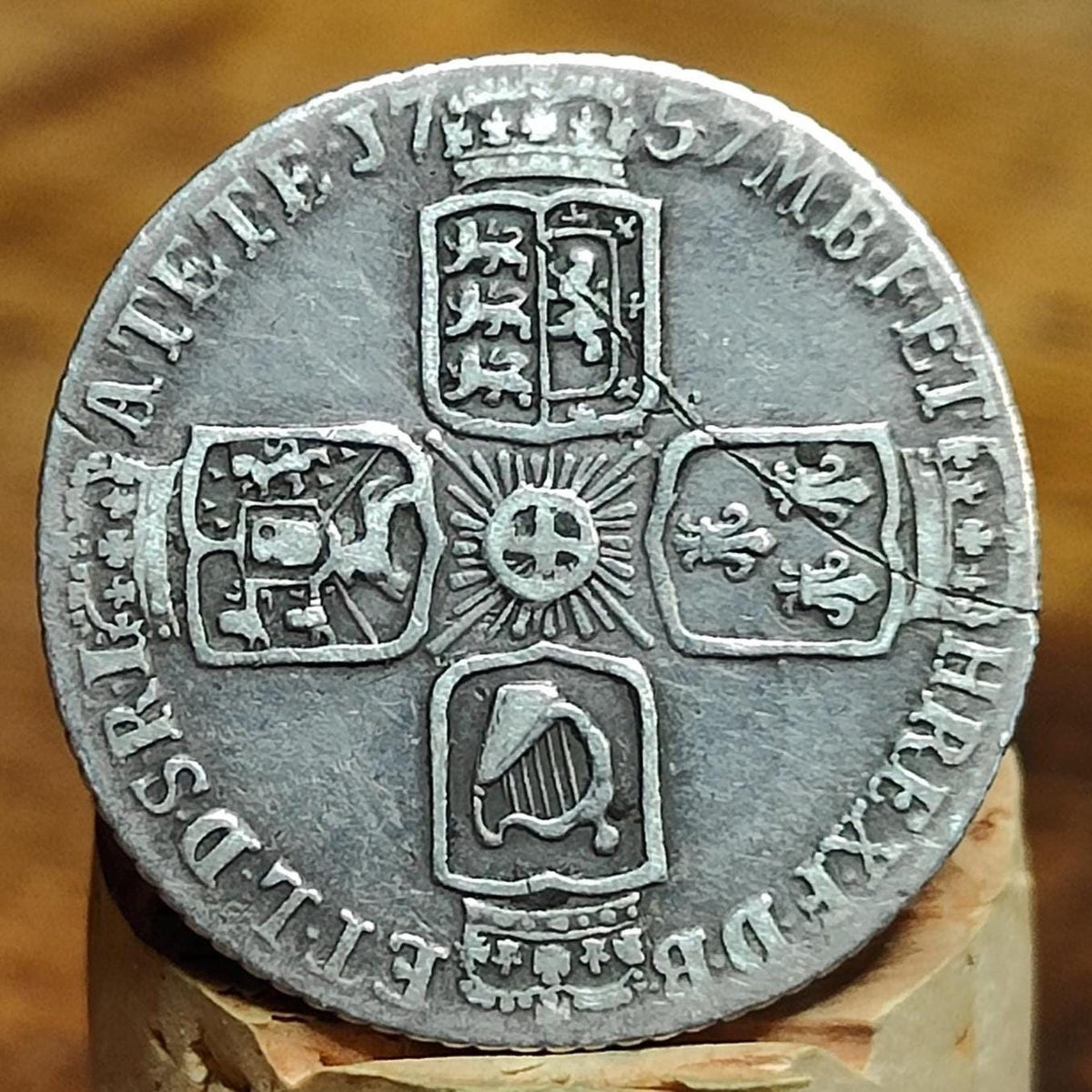 1757 King George II Silver Sixpence Coin older bust