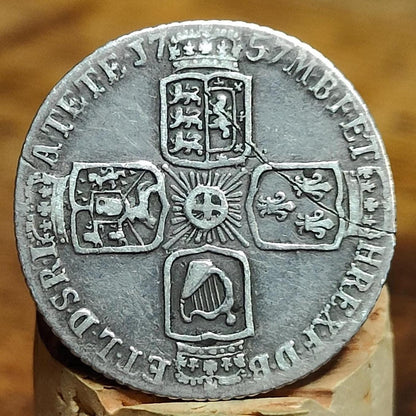 1757 King George II Silver Sixpence Coin older bust