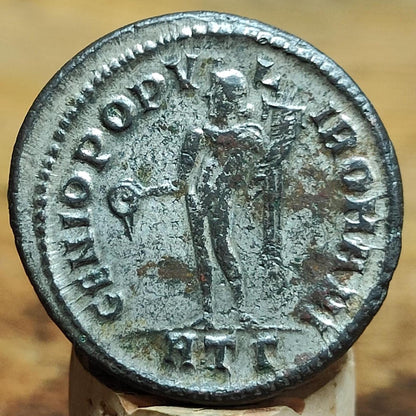 Diocletian Roman coin with god Genius reverse, 284-305AD ancient Silvered Follis