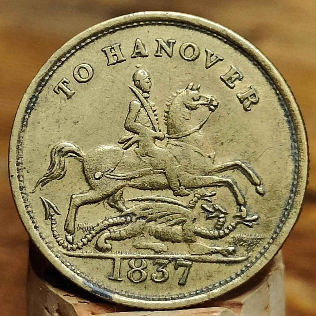 Victorian Cumberland Jack Token, dated 1837, To Hanover brass jetton