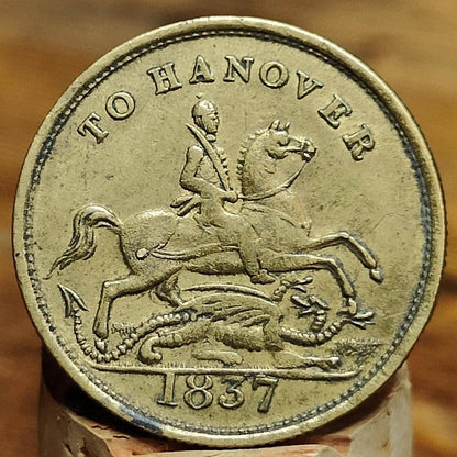 Victorian Cumberland Jack Token, dated 1837, To Hanover brass jetton