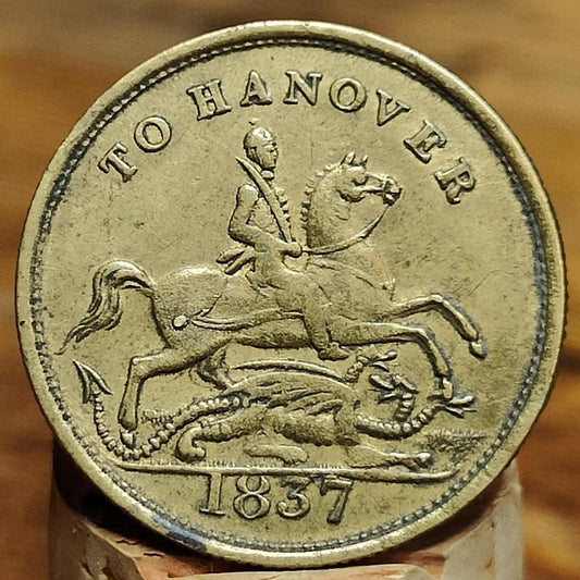 Victorian Cumberland Jack Token, dated 1837, To Hanover brass jetton