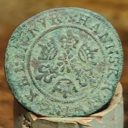 Medieval Nuremburg Jetton, rose and orb type token, 500 years old