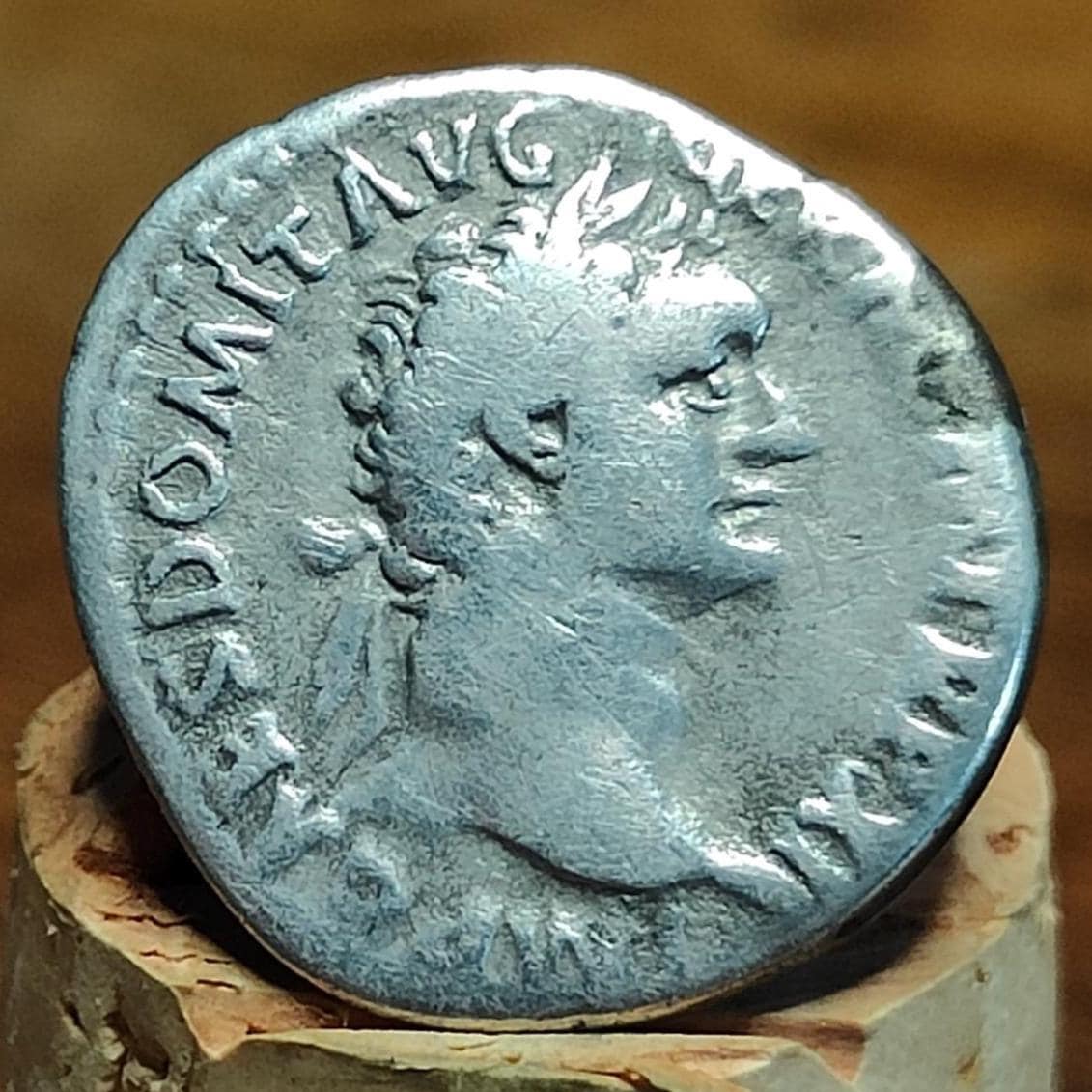 Domitian Roman Silver Denarius with Minerva reverse, Ancient roman coin