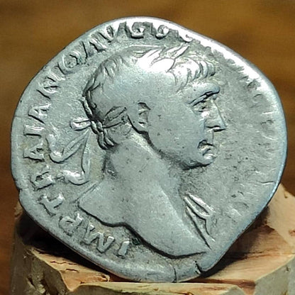 Trajan Silver Denarius with Victory reverse, 98-117 AD, Ancient roman coin