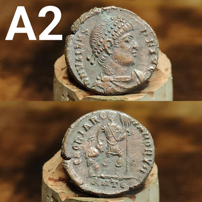 Cleaned Roman coins, ancient Nummus and Follis