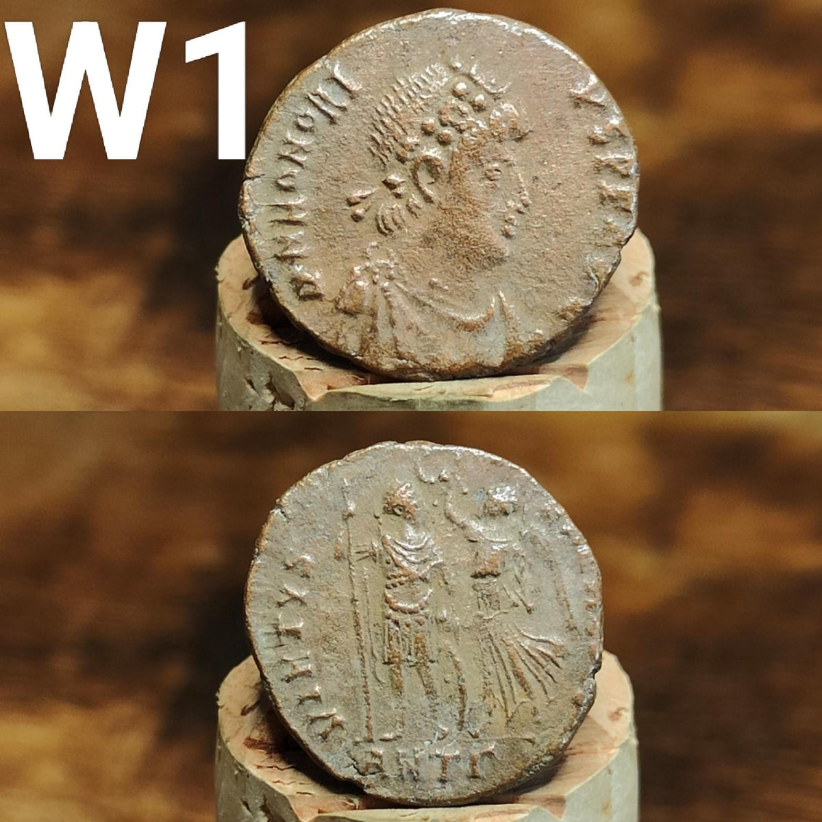 Cleaned Roman coins, ancient Nummus and Follis