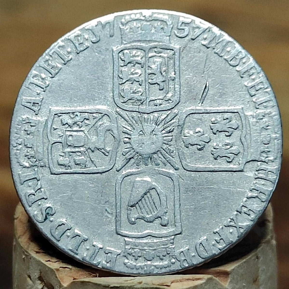 1757 King George II Silver Sixpence Coin older bust