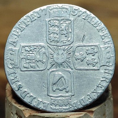 1757 King George II Silver Sixpence Coin older bust