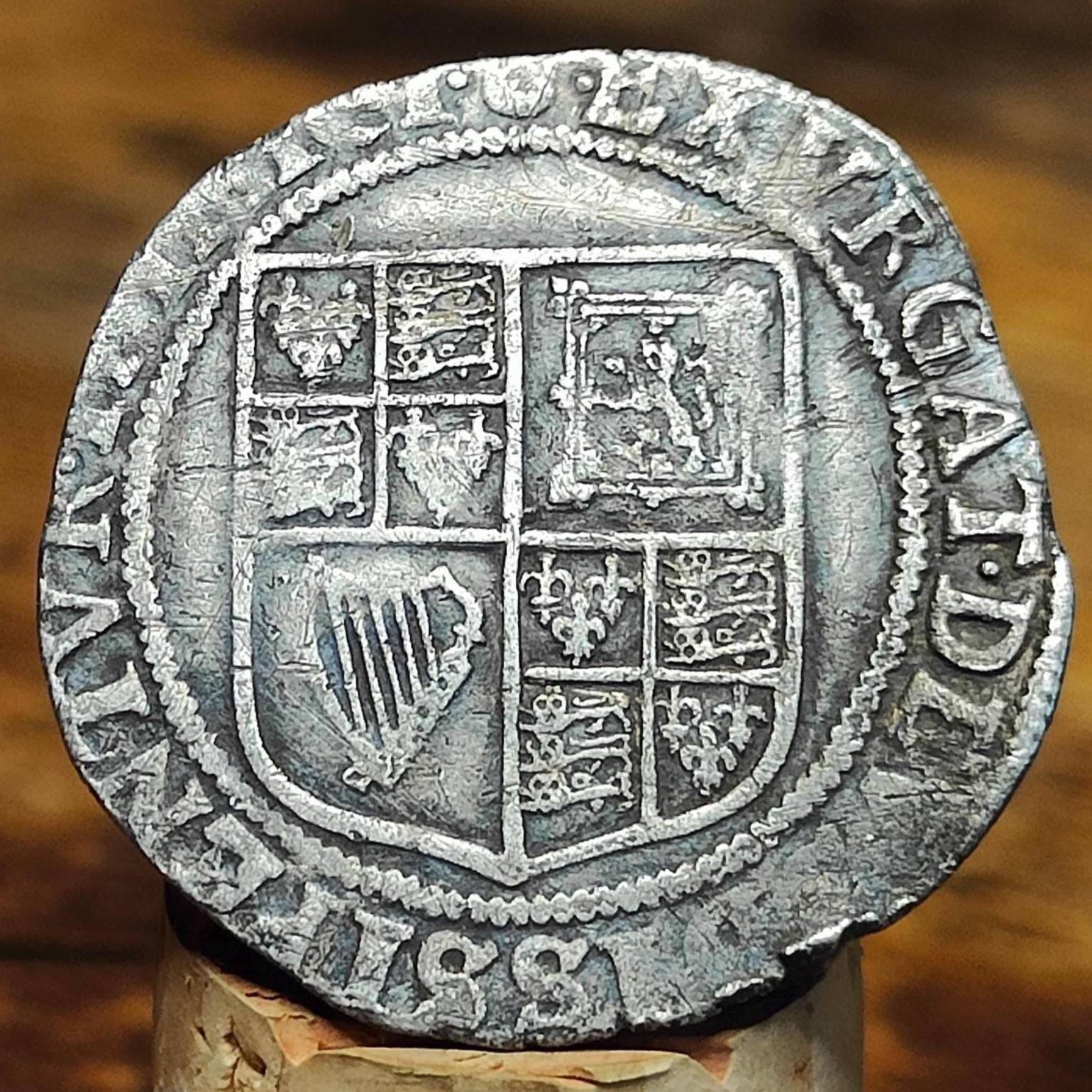 James I hammered silver Shilling coin, Stuart era 12 pence - VPUKcoins