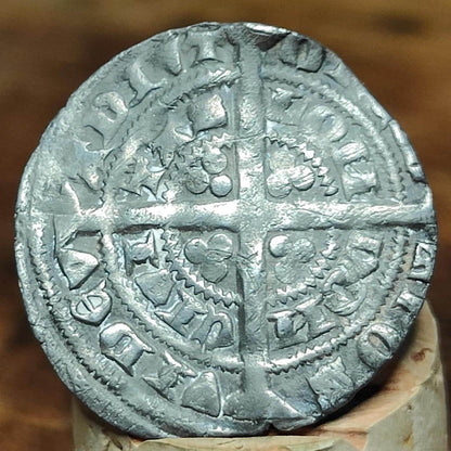 King Edward III Medieval hammered silver half groat coin, 700 years old - VPUKcoins
