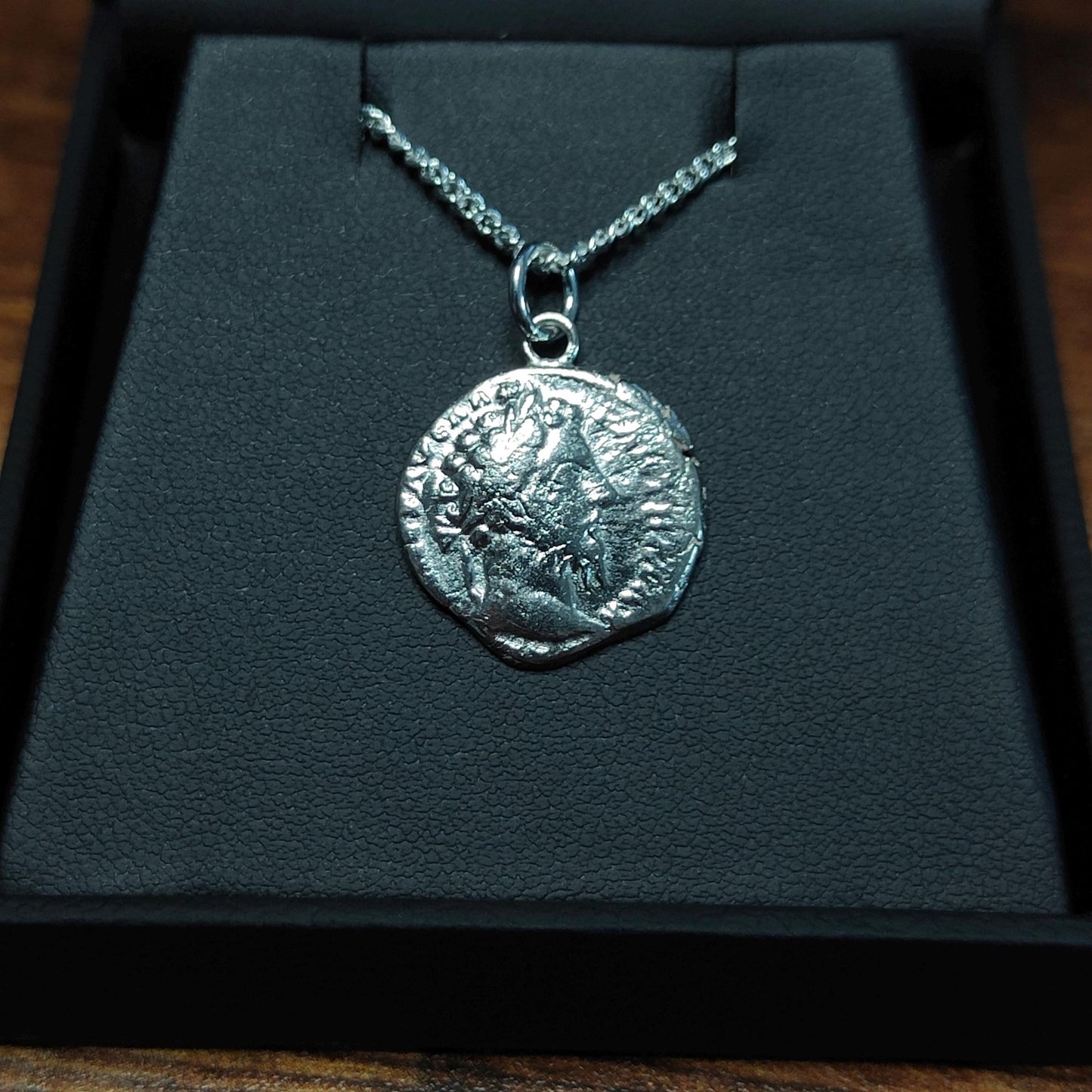 Marcus Aurelius Silver Denarius pendant and chain, ancient Roman coin necklace - VPUKcoins