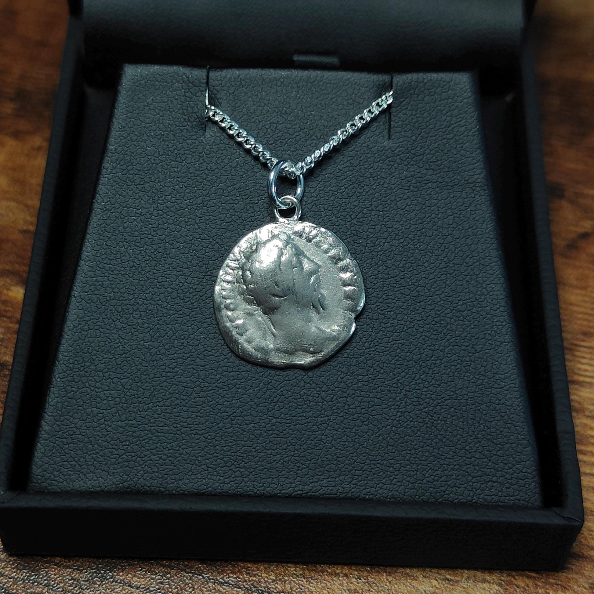 Marcus Aurelius Silver Denarius pendant and chain, ancient Roman coin necklace - VPUKcoins