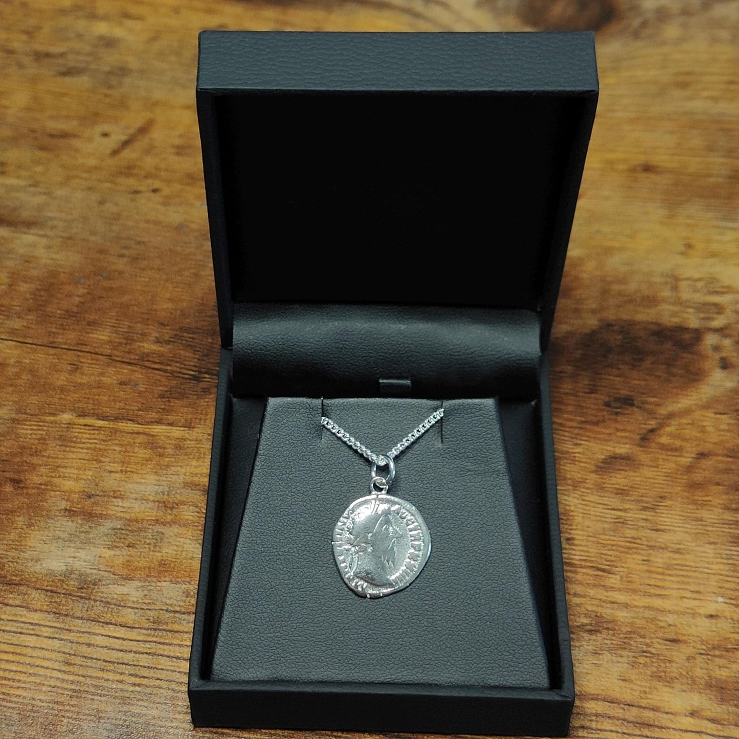 Marcus Aurelius Silver Denarius pendant and chain, ancient Roman coin necklace - VPUKcoins