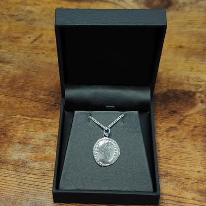 Marcus Aurelius Silver Denarius pendant and chain, ancient Roman coin necklace - VPUKcoins