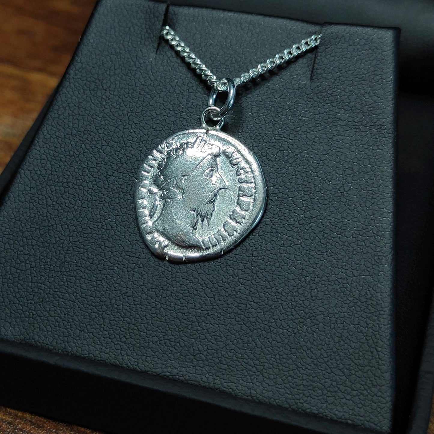 Marcus Aurelius Silver Denarius pendant and chain, ancient Roman coin necklace - VPUKcoins