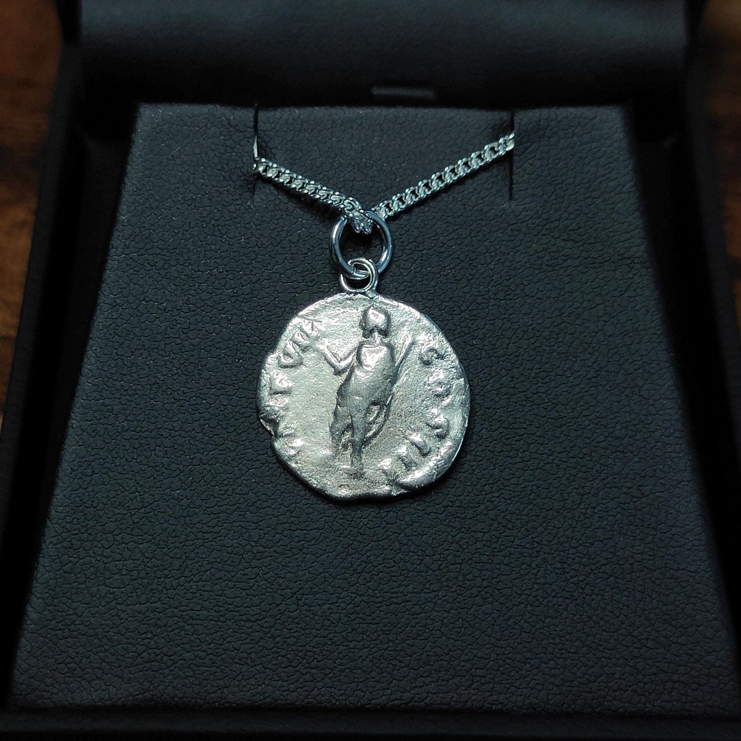 Marcus Aurelius Silver Denarius pendant and chain, ancient Roman coin necklace - VPUKcoins
