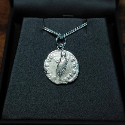Marcus Aurelius Silver Denarius pendant and chain, ancient Roman coin necklace - VPUKcoins