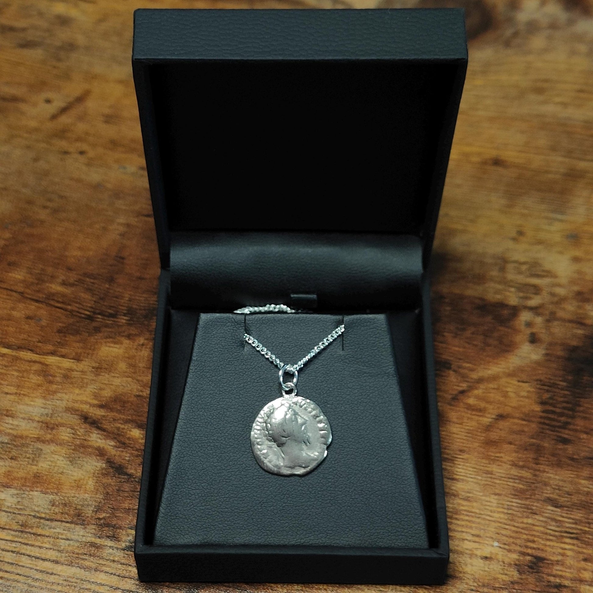 Marcus Aurelius Silver Denarius pendant and chain, ancient Roman coin necklace - VPUKcoins