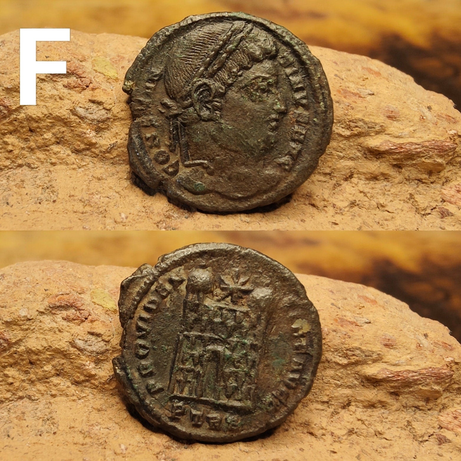 Nice Roman coins with camp gate, 4th century ancient Follis - VPUKcoins