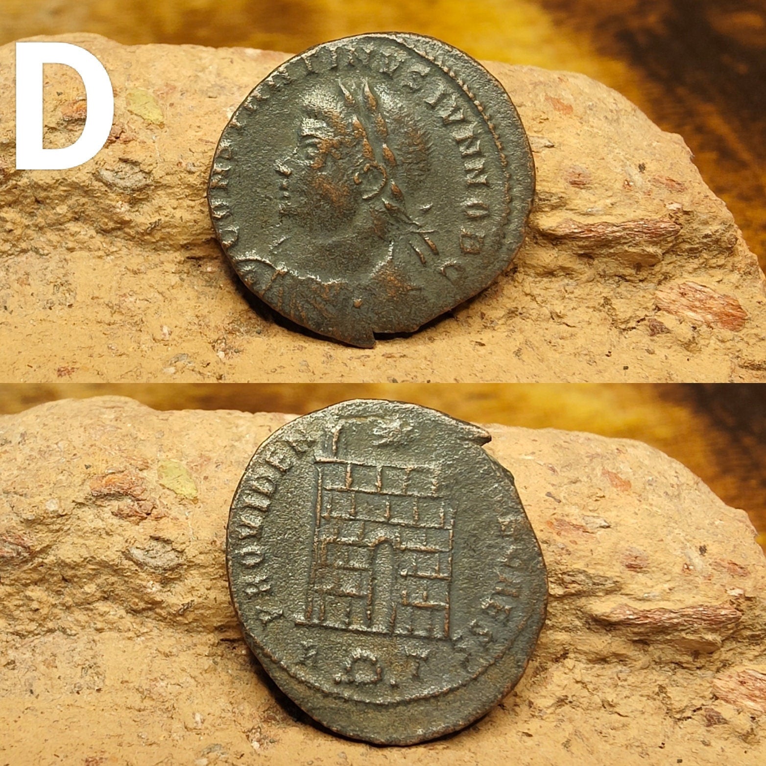 Nice Roman coins with camp gate, 4th century ancient Follis - VPUKcoins
