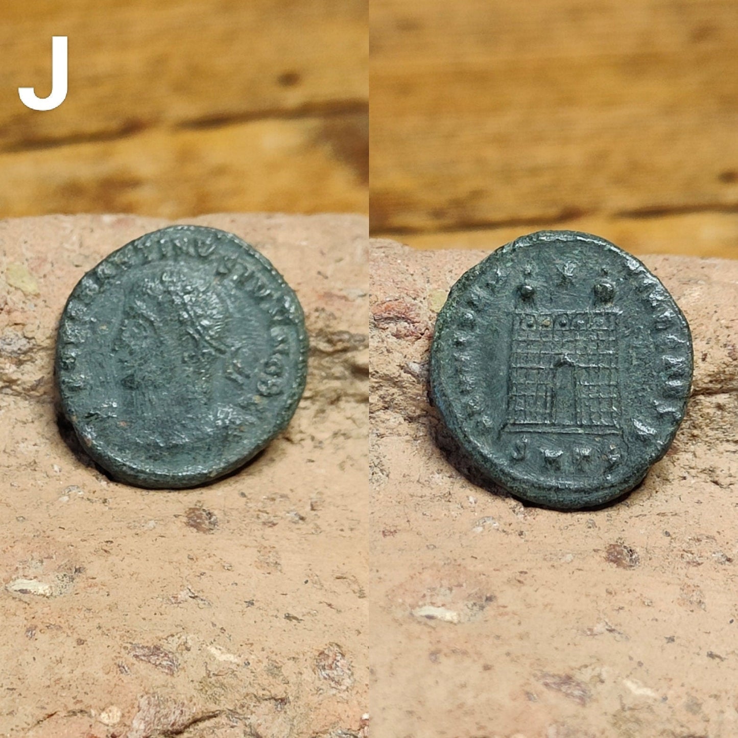 Nice Roman coins with camp gate, 4th century ancient Follis - VPUKcoins