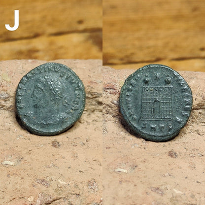 Nice Roman coins with camp gate, 4th century ancient Follis - VPUKcoins