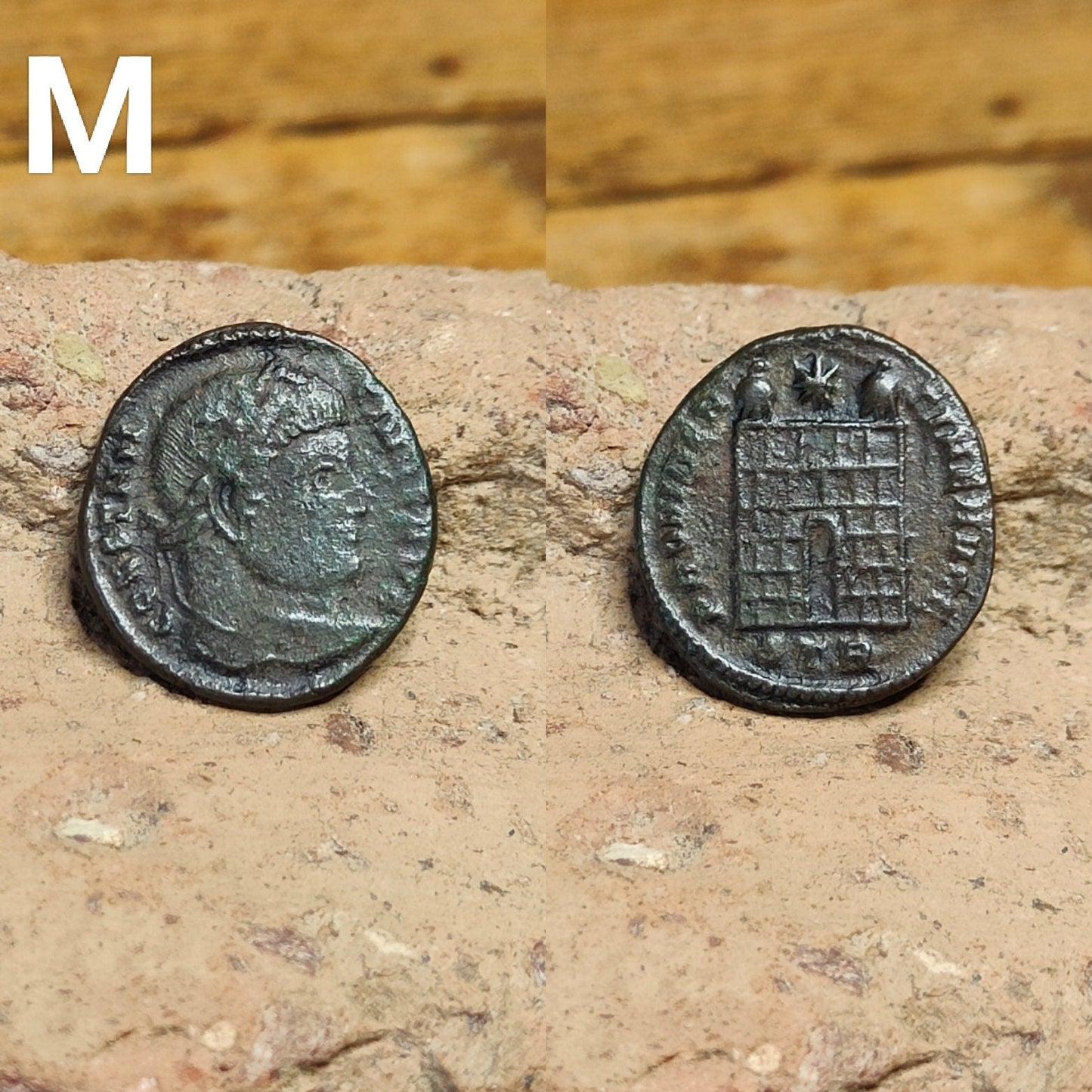 Nice Roman coins with camp gate, 4th century ancient Follis - VPUKcoins