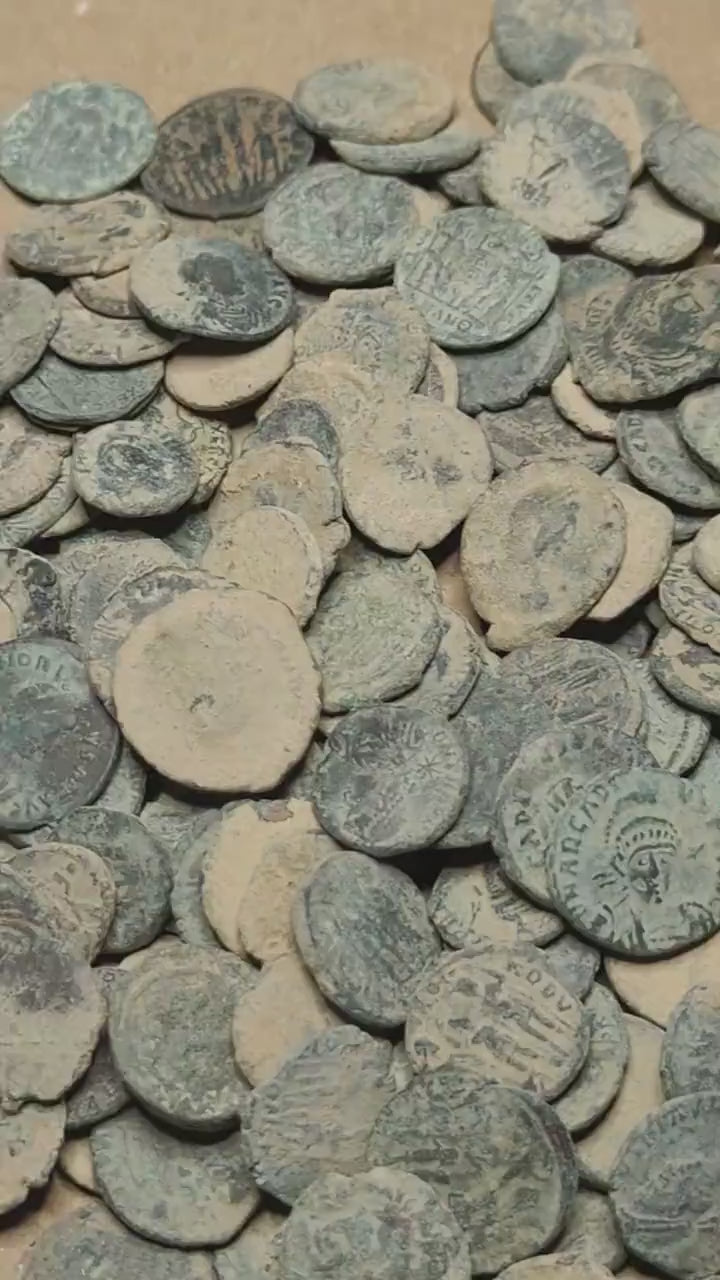 Top grade uncleaned Roman coins, ancient Nummus for restoration