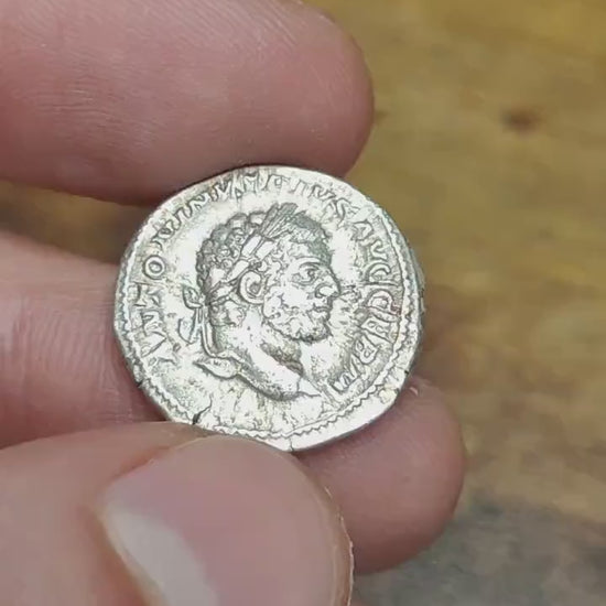 Caracalla Silver Denarius with Pax reverse, Ancient roman coin