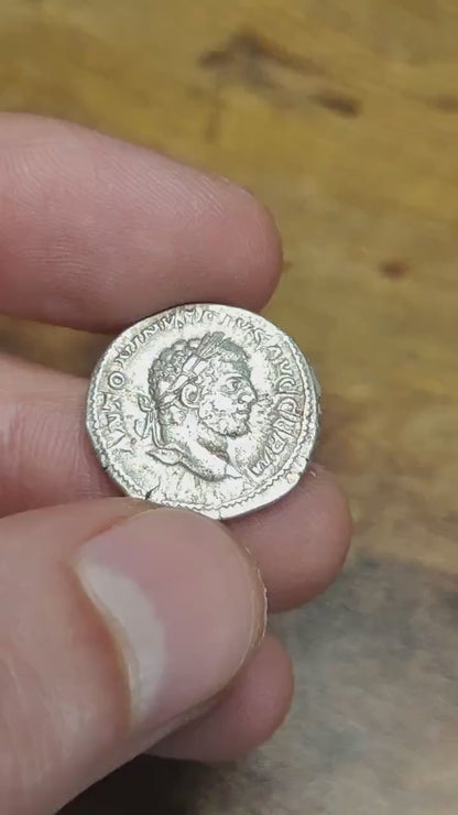 Caracalla Silver Denarius with Pax reverse, Ancient roman coin