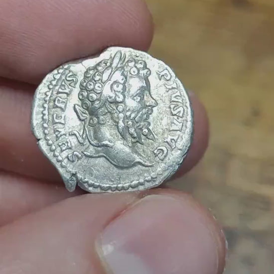 Septimius Severus with Emperor reverse Silver Denarius, Ancient roman coin