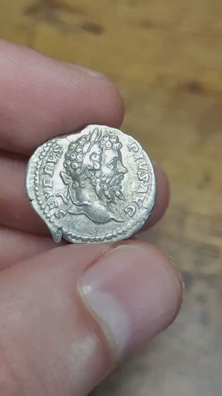 Septimius Severus with Emperor reverse Silver Denarius, Ancient roman coin