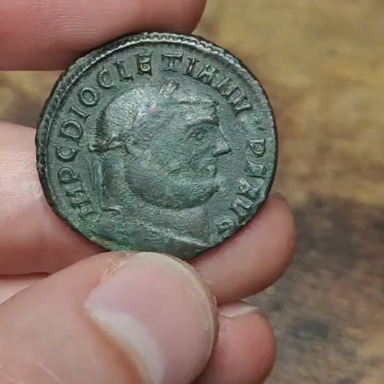 Diocletian Roman coin, high grade ancient Follis with god Genius reverse