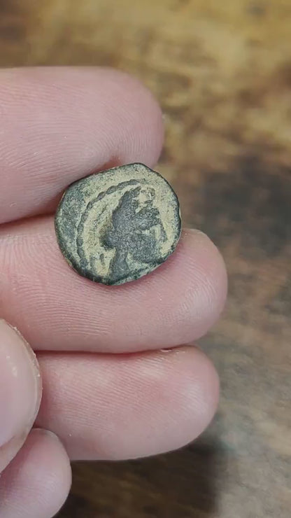 Kings of Nabatea, Aretas IV and crossed cornucopia, Ancient Greek coin 9 BC-40 AD