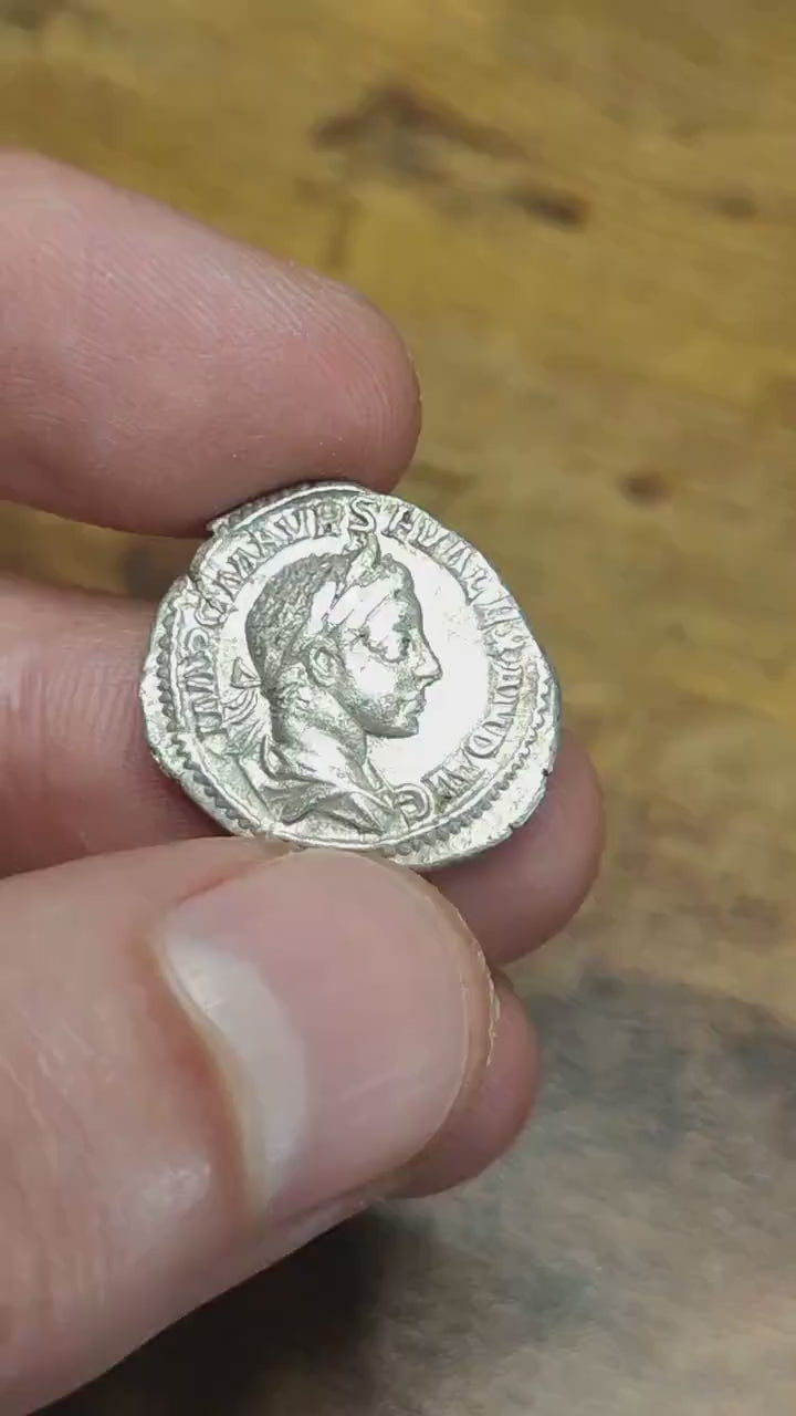 Severus Alexander with Pax reverse Silver Denarius, Ancient roman coin