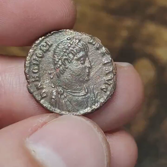 Honorius Roman coin with victory reverse, 4-5th century ancient nummus AE3