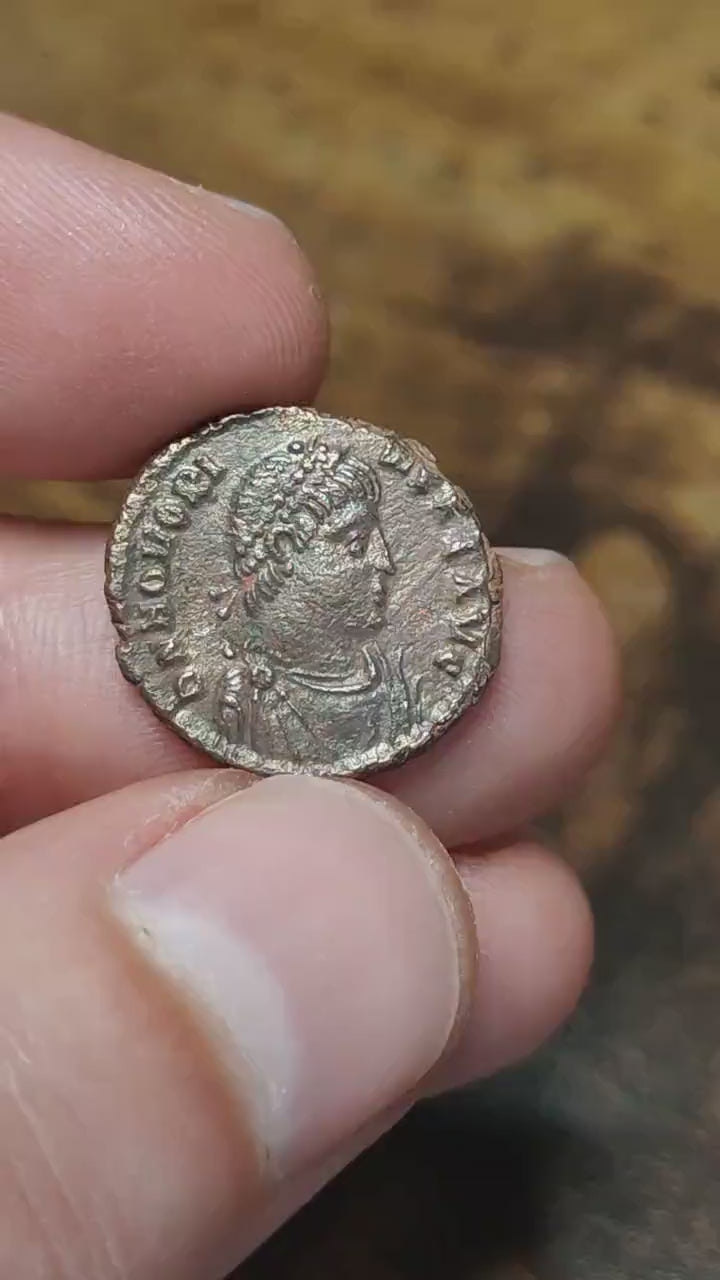 Honorius Roman coin with victory reverse, 4-5th century ancient nummus AE3