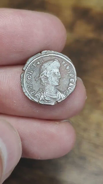 Constantius II Roman coin with fallen horseman reverse, high grade ancient Nummus