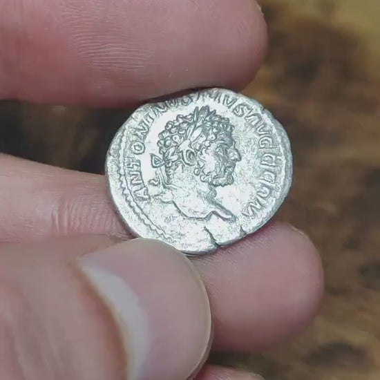 Caracalla Silver Denarius with emperor reverse, Ancient roman coin