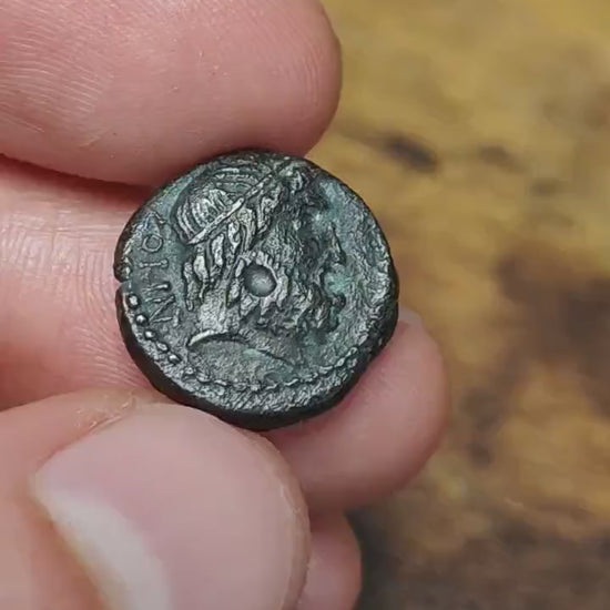 Corinthia Semis, Poseidon and Wreath, Ancient Greek coin 39-36BC