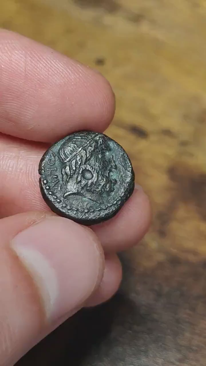 Corinthia Semis, Poseidon and Wreath, Ancient Greek coin 39-36BC