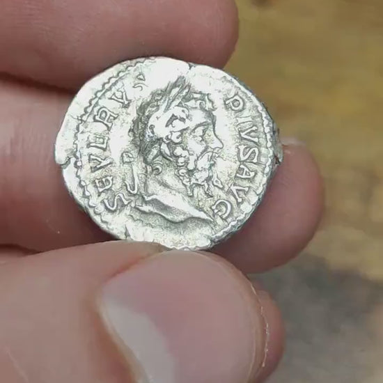 Septimius Severus with Jupiter reverse Silver Denarius, Ancient roman coin