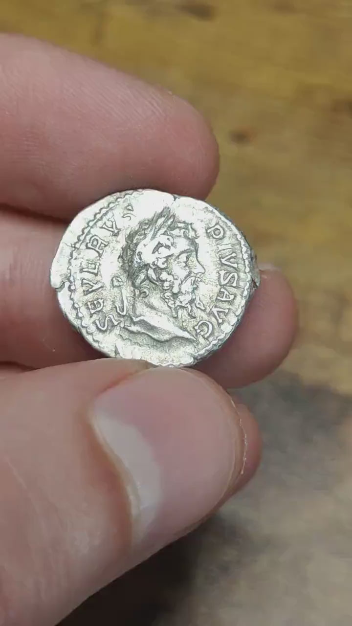 Septimius Severus with Jupiter reverse Silver Denarius, Ancient roman coin